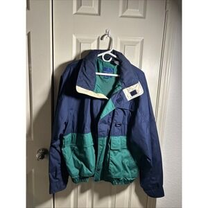 Vintage 80s 90s Towncraft Color Block Blue/Green Fall/Winter Jacket XL Retro